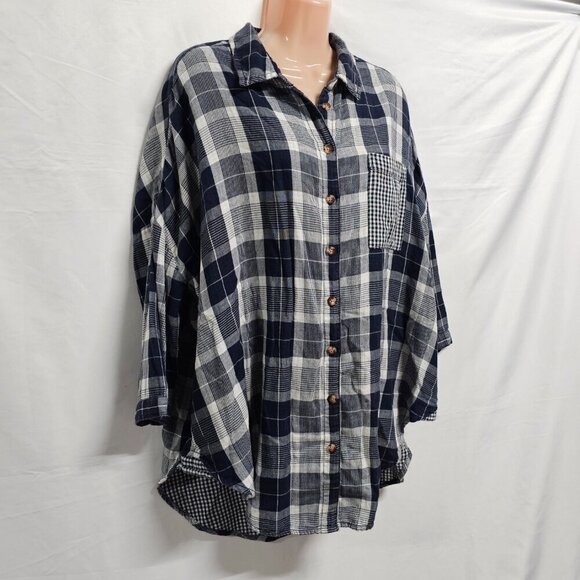 Anthropologie Pilcro The Bo Plaid Relaxed Top Blouse Shirt Size M/L - Picture 14 of 16